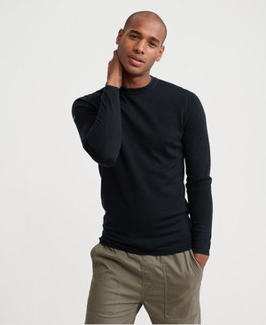 Superdry Edit Merino Crew Neck Férfi Ugró Fekete | YCRTX8260